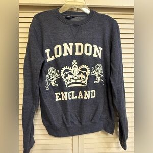 London England Graphic Crewneck Sweatshirt Women’s Sz S Navy